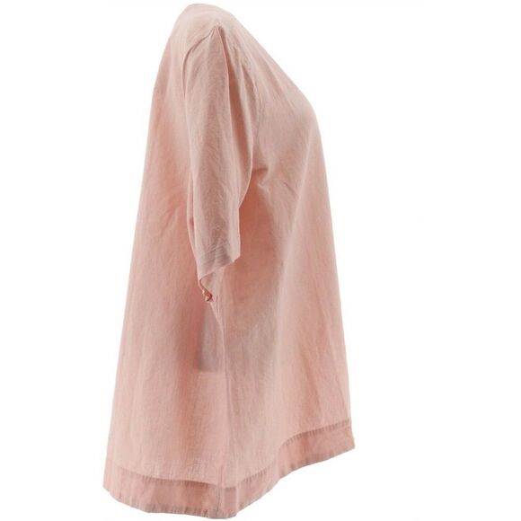 Martha Stewart Linen Blend Elbow-Sleeve Blouse - Picture 3 of 5